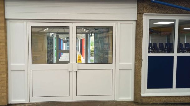 Alunminium double door installation