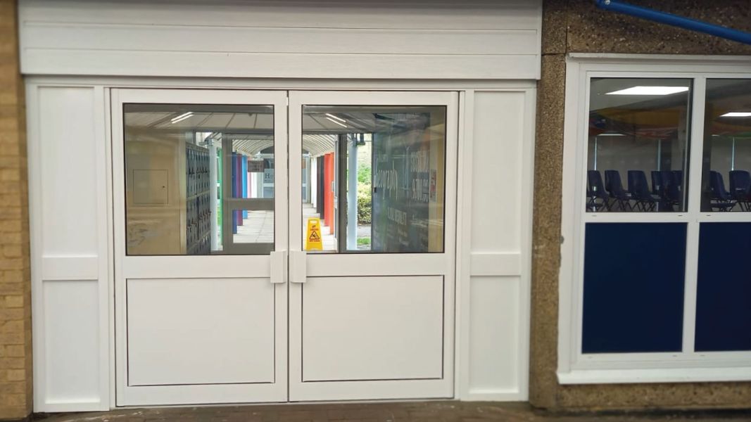 Aluminium double doors installation